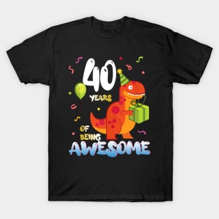 40th Birthday Dinosaur Dino Lover Themed 40 Year T-Shirt